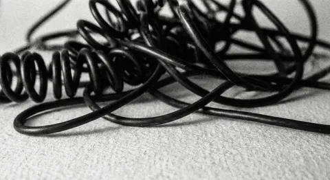 Macro shot of tangled chaotic wires